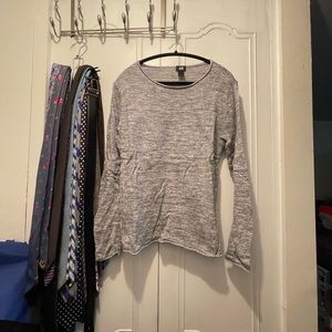 H&M Sweater Men’s Small Gray White Knit Casual Crew Neck Cotton Sweater